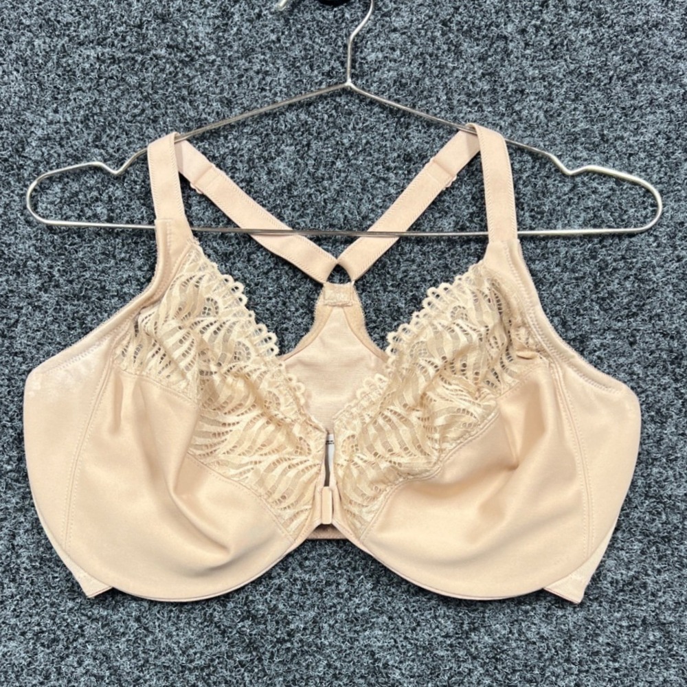 Glamorise Wonderwire Front-Close T-Back Bra 1246 Nude Lace 36G Womens